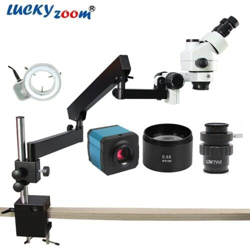 Simul-Focal 3.5X-45X Trinocular Stereo Microscope Flexible Articulating Arm Stereo Microscope 14MP Camera Microscopio Trinocular