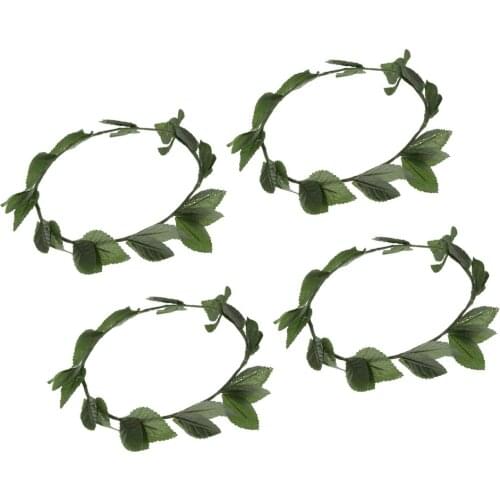 4 Pieces Roman Greek Goddess Green Leaf Laurel Caesar Wreath Headpiece Fancy Dress Hairbands Hair Accessory