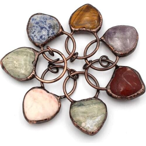 5pcs Irregular Natural Stone Pendant Heart Shape Healing Energy Stone Pendant Women Trendy Jewelry Gifts