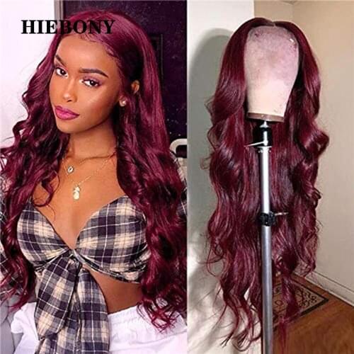 99J Body Wave Lace Front Human Hair Wigs with Baby Hair Brazilian Hair 13x6 99J Color Body Wave Lace Front Wigs Bleached Knots