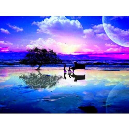 Div 5D Sunset Glow Landscape Tree Sky Clouds Full Diamond Painting cross stitch kits art Scenic 3D paint by diamonds
