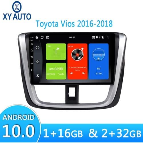 Car Radio 10.1 Inch Android 10 Car Multimedia Video Player For Toyota Vios 2016-2018 GPS Navigation With Bluetooth Split Screen