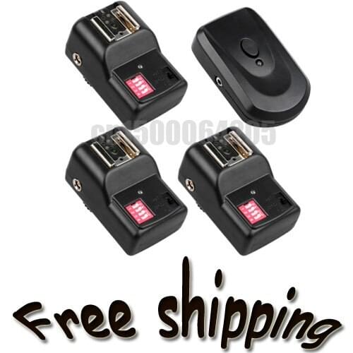 PT-16 Channels Wireless Flash Trigger SET For 5D2 5D3 5D4 1DX D800 D810 D500 D610 with 1 Transmitter +3 Receivers +1 Sync Cord