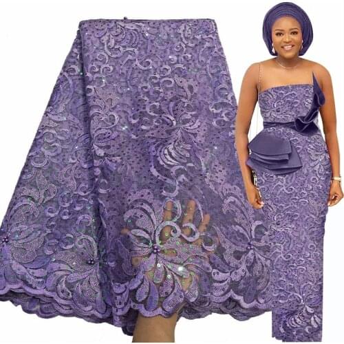 Bestway New Gold African Lace Fabric 2020 High Quality Nigerian Women Party Sequins Embroidery 5 Yards French Tulle Lace Fabric