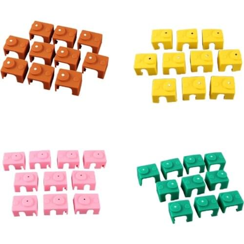 3D Printer Heater Block Silicone Socks Cover for E3D V6 PT100 Extruder Hotend Optional Colors Pack of 10