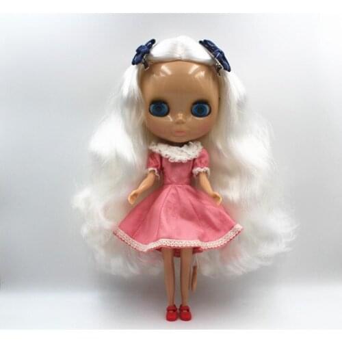 Blygirl Nude doll white curly hair ordinary body 7 joint Tan skin DIY doll can replace the body