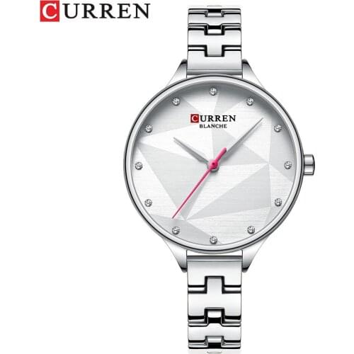 CURREN Ladies Dress Bracelet Watch Classy Quartz Watches Women Creative Design Wristwatch with Stainless Steel Female Clock Male