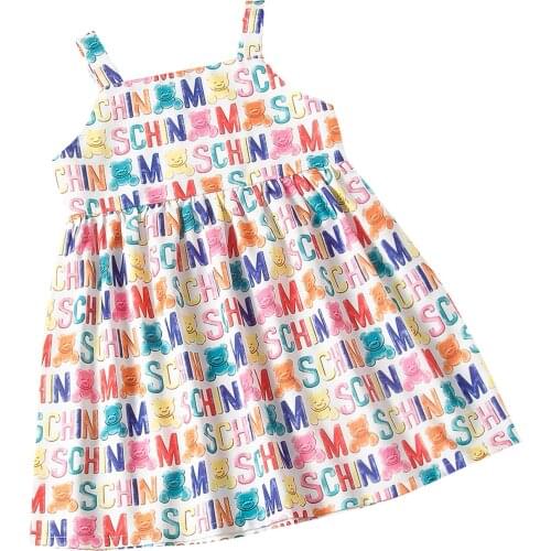 Citgeett Summer Kids Girls Sweet Suspender Dress Fashion Letter Print Children A-line Princess Dress Clothes