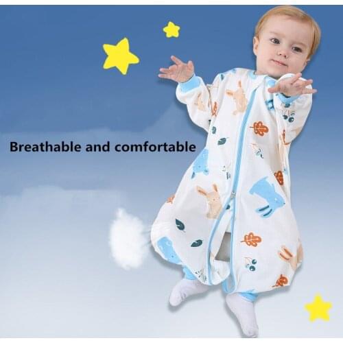 Baby Sleeping Bag, Cotton Knitted Long-sleeved Baby Clothing Newborn Pajamas Split-leg Baby Childrens Pajamas 0-5 Years Old