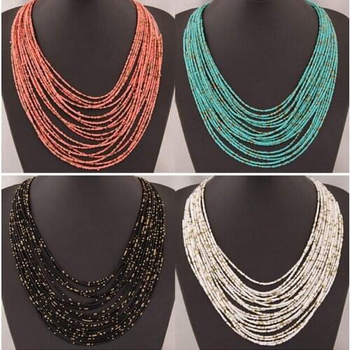 Long Layered Boho Bead Necklace Women Fashion Chain Body Jewelry Collares Choker Name Necklaces Bijoux Aesthetic Accessory 2020