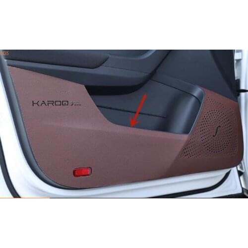 For Skoda KAROQ 2018 2019 2020 leather car door anti-kick mat anti-scratch protection decoration car accessorie
