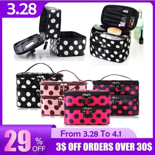 Makeup Bag Double-Deck Zipper Cosmetic Bag Convenient Travel Makeup Organizer Toiletry Bags Waterproof Makeup Pouch Beauty tool