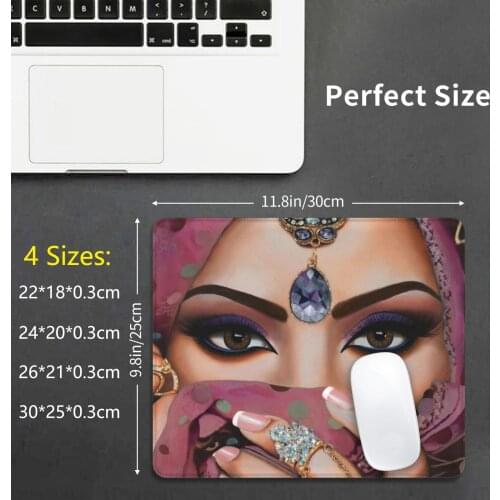 Hannah Mouse Pad DIY Print Hannah Pink Gold Exotic Hijab Hijabi Brown Eyes Arab Arabic Makeup Uae Abu