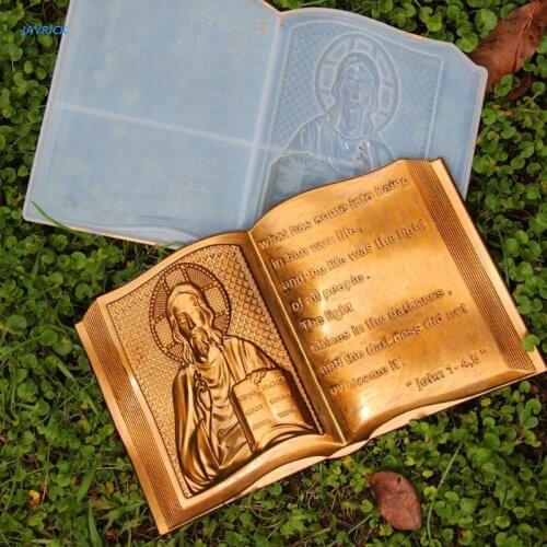X7XB Crystal Epoxy Mold Bible Book Buddhist Sutra Heart Sutra DIY Supplies Alphabet Chanting Pendant Jewelry Bible