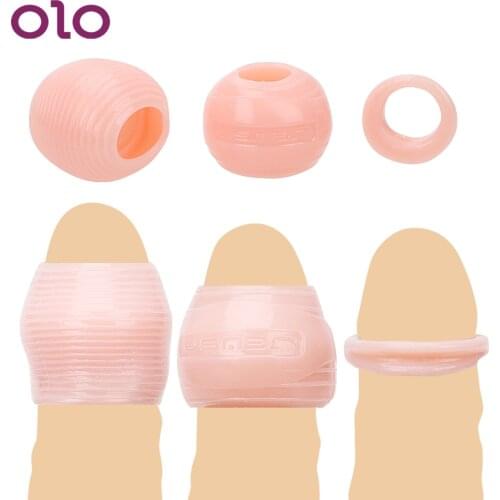 OLO 3Pcs/set Foreskin Correction Penis Sleeve Cock Rings Penis Rings Delay Ejaculation Sex Toys For Men Male Chastity Device
