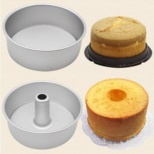 6inch 8inch Aluminum Alloy Round Chiffon Cake Pan Removable Bottom Hollow Chimney Cake Mold DIY Baking Cake Tools