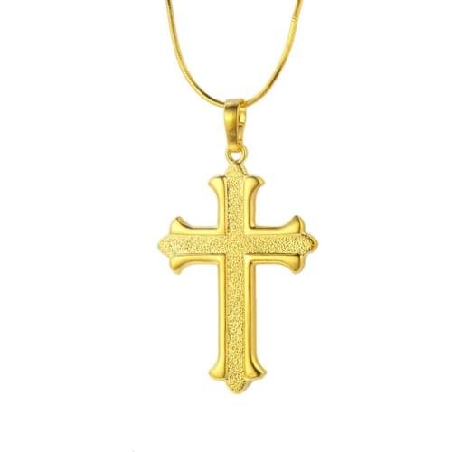 Copper-plated Vietnamese Sand Gold Cross Drop for Men and Women Christmas Memorial Day Jewelry Wholesale