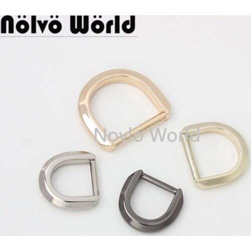 10-50 pieces 5 colors 3 size 1/2" 5/8" 3/4" metal irregular D-ring buckle for DIY leather bag closed d ring handbag lifting
