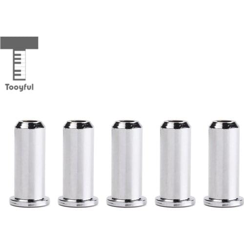 Tooyful Metal Chrome Tone Bar Guitar String Caps Mounting Buckle Through Body Ferrules Bushing Set for Guitar Bass Accessories