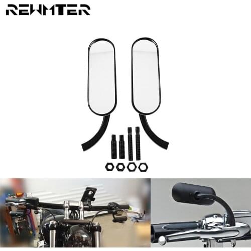 Motorcycle Metal Oval Mini Mirror Black For Harley Cafe Racer Chopper Touring Dyna Softail Sportster 48 72 1200 883 XL StreetBob