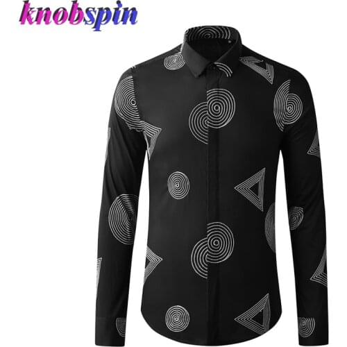 100% Pure Cotton Shirt Men Long Sleeve Slim Casual Mens Shirts Irregular Geometric Symbols Embroidery Shirts for men Plus size