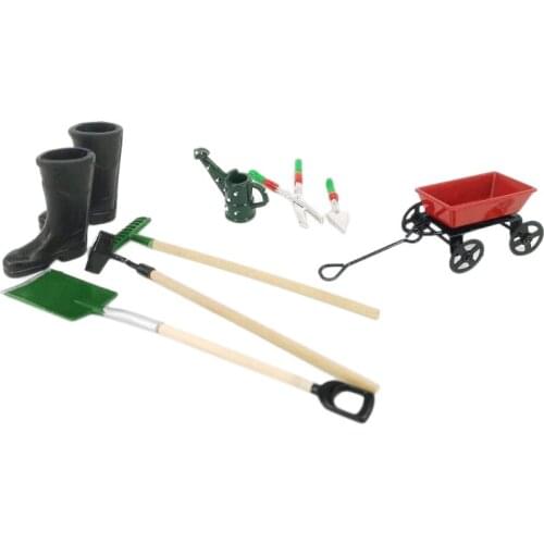 1: 12 Scale Dollhouse Miniature Garden Tools Set Toys Dollhouse Garden Decoration Accessories