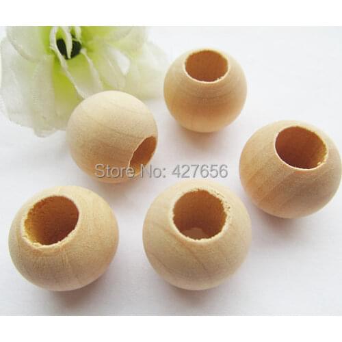 100pcs 20mm Unfinished Barrel Ball Natural Wood Spacer Beads Charm Finding,Middle Large Hole ,DIY Accessory Jewellry Making