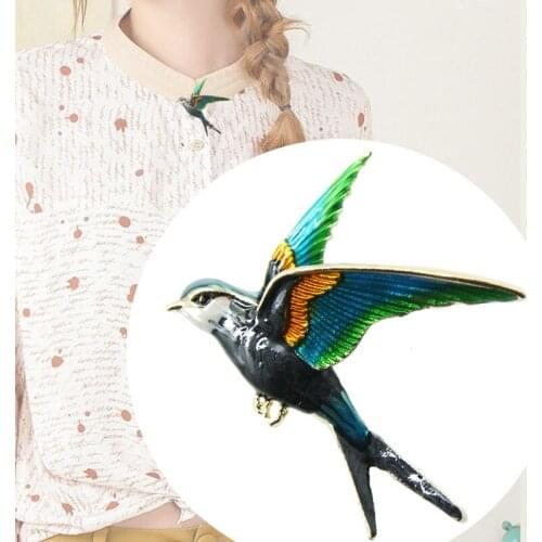 New swallow brooch painting oil bird dual-purpose necklace brooch high-end creative animal brooch brooch jewelry gift