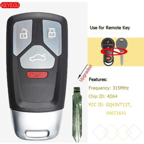 KEYECU Upgraded 315MHz 4D64 Flip Remote Key for Chrysler PT CRUISER 2001-2005 FCC: GQ43VT13T / 04671641
