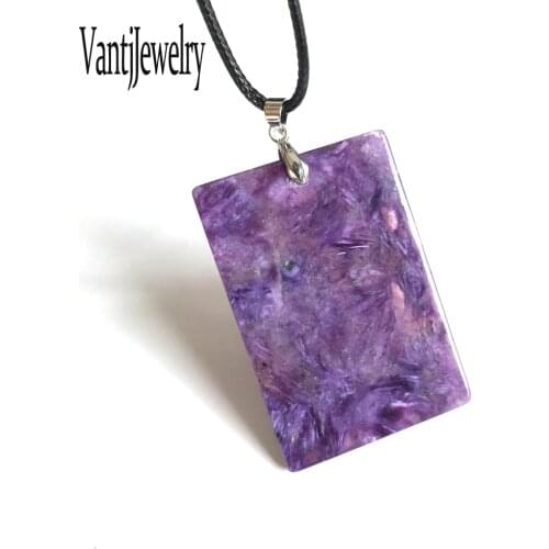 Natural Charoite Pendant Necklace Gemstone for Women Wedding Birthday Party Jewelry Gift