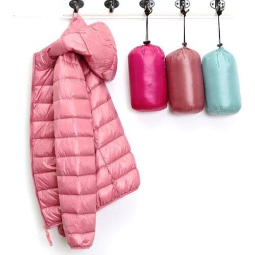 Winter Women Ultra Light Down Jacket 90% White Duck Down Hooded Jacket Long Sleeve Warm Coat Parka Female Solid Portable Outwear