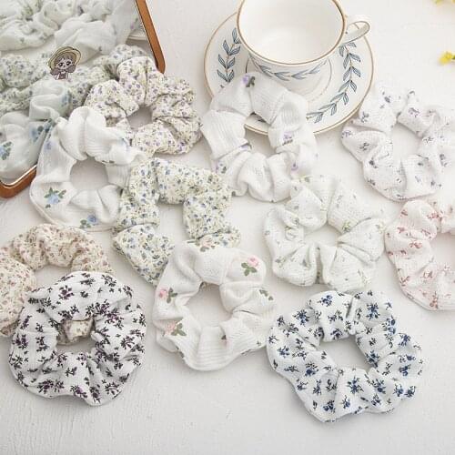Korean Floral Print Scrunchies Fashion Hairband Hair Rope for Ponytail Holder Elastic Hair Band Sweet Hair Ties Hair Accessories