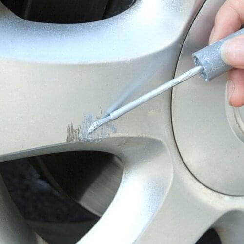 Car Wheel Scratch Repair Touch Up Pen Aluminum Alloy White Silver Touch Up Paint Wheel Refurbished Self-painting Wheel Pen