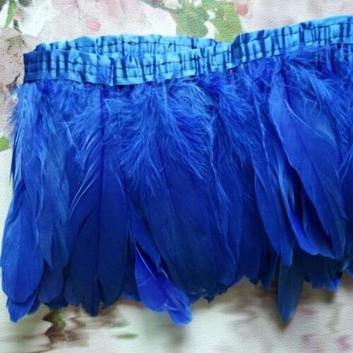 Sapphire goose feathers trim 2 yards / lot stained goose feathers ribbon 15~18 cm duck feather dance DIY decoration