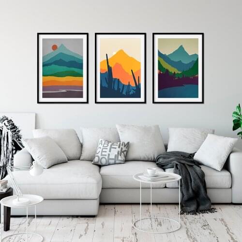 Scandinavian Mountain Landscape Picture Wall Art Abstract Canvas Painting Colour Poster Print For Living Room Modern Home Decor