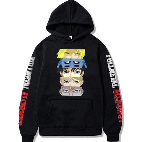 Harajuku Fullmetal Alchemist Eyes Unisex Hoodies Japanese Anime Printed Mens Hoodie Streetwear Casual Sweatshirts