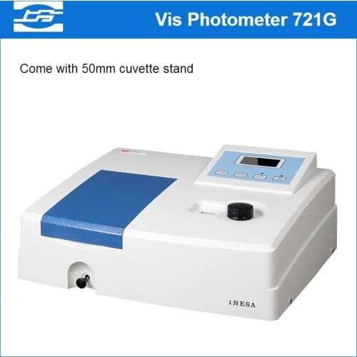 Visible Spectrophotometer 721G Vis Photometer Wavelength 340-1000nm(2nm) Backlit LCD Display Spectrometer Cuvette Stand 50 mm