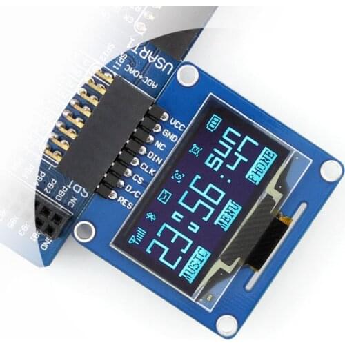 Waveshare 1.3inch OLED (A) 1.3inch OLED SPI/I2C interfaces curved/horizontal pinheader