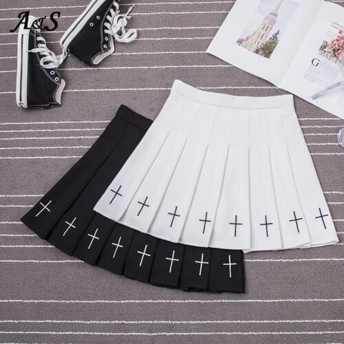 Anbenser Japanese Lolita Skirt Women Harajuku Casual Mini Skirts Female High Waist Girls Embroidery Pleat Skirt Students Uniform