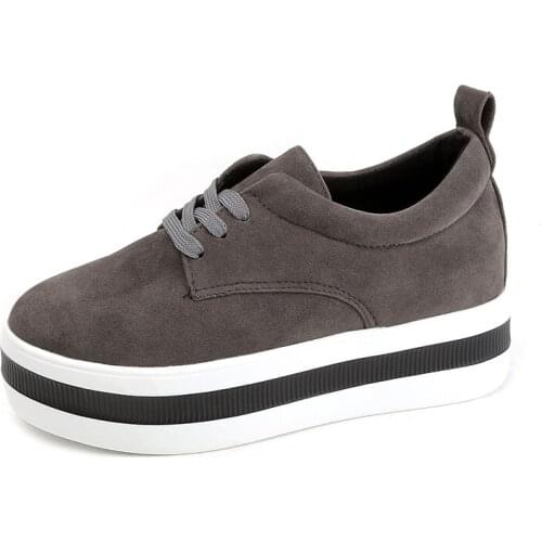 Women New Spring Autumn Faux Suede Shoes Casual Lace-Up Sneakers Female Platform Shoes Ladies Flats Plus Size 35-40
