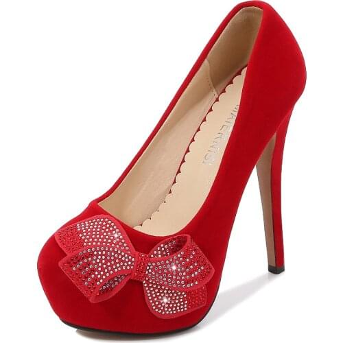 MAIERNISI Brand 2020 Elegant bride Big Size 46 High Heels Party women Shoes Woman Platform crystal round toe Pumps shoes