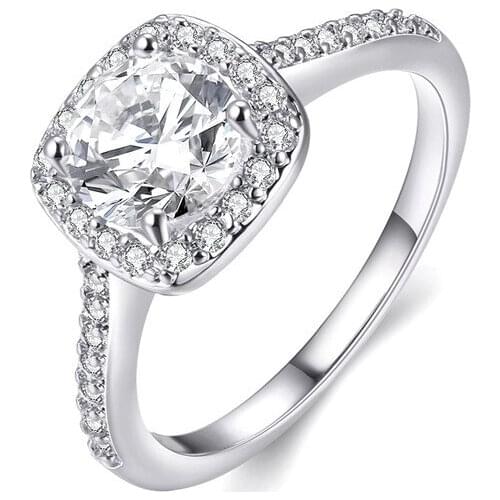 Silver Color / Gold Color AAA Zircon Engagement Ring Women / Girls Fashion Jewelry Size 5-9 # Wedding Gifts Top Quality anel