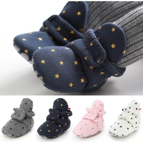 Winter Warm Newborn Baby Socks Shoes Boy Girl Star Toddler First Walkers Booties Comfort Cotton Soft Anti-slip Infant Crib Shoes