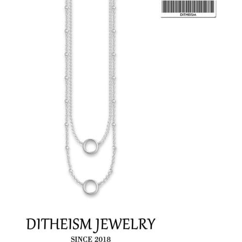 Link Chain Necklace Charm Double Carrier, 2020 Summer Brand New Fashion 925 Sterling Silver Jewelry Trendy Gift For Women Girls