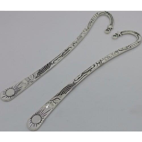 10Pcs/lot Antique Silver Sun and Stars Bookmarks 123x21mm Hairpin Jewelry Crafts