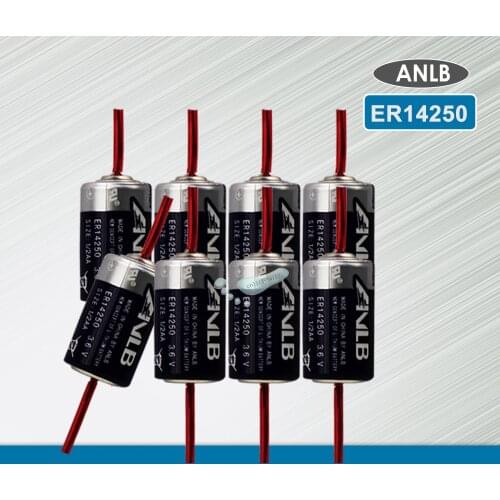 10PCS ANLB ER14250 ER 14250 CR14250SL 1/2 AA 1/2AA 3.6V 1200mAh PLC industrial lithium battery With Pins primary battery