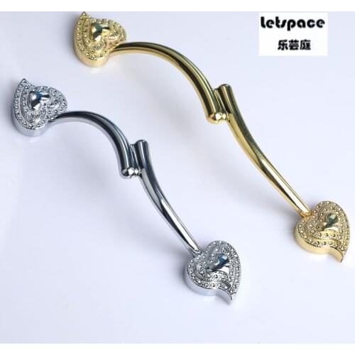 128 160 192 224mm modern simple creative chrome wardrobe kitchen cabinet furniture handle gold cupboard dresser drawer knob pull