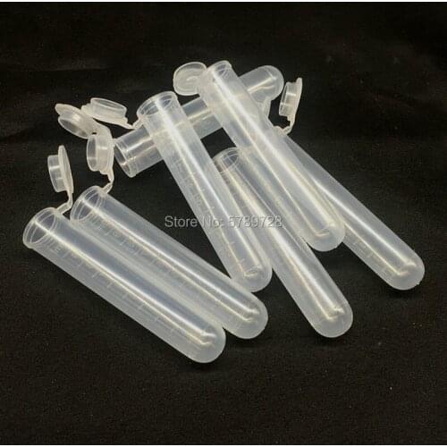 200pcs 10ml Plastic round bottom centrifuge tube with scale, Lab Sample culture tube with joint cover