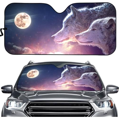 2021 Cool Animal Wolf 3D Print Car Windscreen Sunshade Fashion Auto Interior Decor Foldable Visor Universal Size Fit Almost Cars