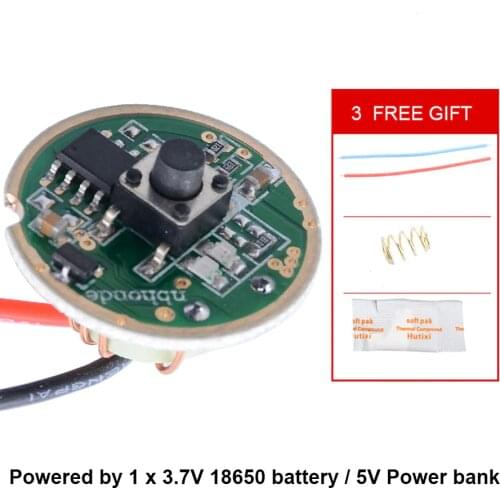 22mm Bicycle light Driver board circuit drive PCB for 18650 or 5V Power bank Bike head light lamp DIY accessory with indicator